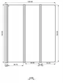 Parawany nawannowe - Rea Agat 3 Parawan wannowy 3-cześciowy 120x140 cm profile chrom szkło transparent W0301 - miniaturka - grafika 1