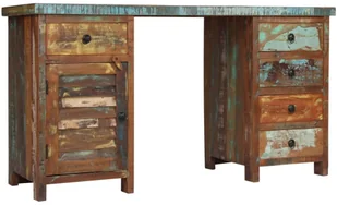 vidaXL Biurko z szafką i szufladami, drewno z odzysku, 140x50x77 cm vidaXL - Biurka - miniaturka - grafika 4