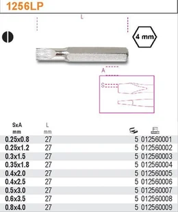 Beta KOŃC.WKRĘTAKOWA PRECYZYJNA PŁASKA 3.5MM 1256LP/3.5 - Klucze i nasadki - miniaturka - grafika 2