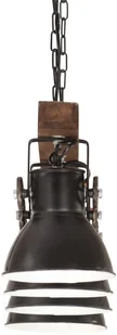 vidaXL Industrialna lampa sufitowa, czarna, E27, drewno mango 320523 - Lampy sufitowe - miniaturka - grafika 6