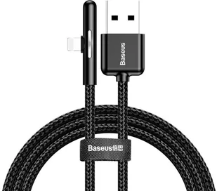 Baseus Kabel USB  Kątowy Nylonowy Przewód Usb Lightning Dla Graczy 1.5a 2m Czarny cal7c-b05 45264 - Kable komputerowe i do monitorów - miniaturka - grafika 2
