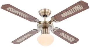 Globo Lighting LAMPOWENTYLATOR sufitowy CHAMPION 0309CSW metalowa OPRAWA plafon WIATRAK z regulacją obrotów mosiądz czarny biały 0309CSW - Wentylatory sufitowe - miniaturka - grafika 5