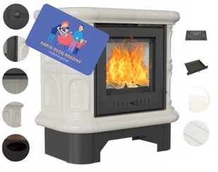 Piec Kaflowy 6,5 kW Wolnostojący Wk 440 Kremowy - Wkłady kominkowe - miniaturka - grafika 3