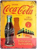 Dekoracje domu - Nostalgic-Art 23195 tabliczka blaszana, motyw: Coca-Cola, In Bottles Yellow, żółta 23195 - miniaturka - grafika 1