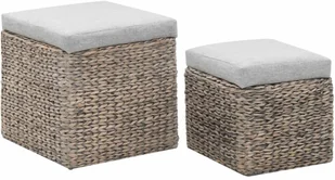 vidaXL Zestaw 2 pufów wyplecionych z trawy morskiej, szary - Pufy i podnóżki - miniaturka - grafika 3