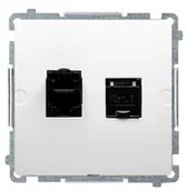 Gniazdka elektryczne - Kontakt Simon Kontakt_Simon Gniazdo komputerowe RJ45. kategoria 6. podwójne z przesłoną przeciwkurzową (moduł). Montaż na łapki lub wkręty biały BM62.01/11 - miniaturka - grafika 1
