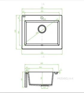 Laveo Zlewozmywak granitowy beżowy 1-komorowy KOMODO 490x580mm SBK_410A - - Zlewozmywaki - miniaturka - grafika 3