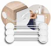 Zabezpieczenia dla dzieci - Reer reer 72040 Multi bezpiecznik, 3 sztuki, zabezpieczenie przed dziećmi do szafy, szuflady i więcej, od sześciennych ekspertów ds. bezpieczeństwa dzieci, kolor biały - miniaturka - grafika 1