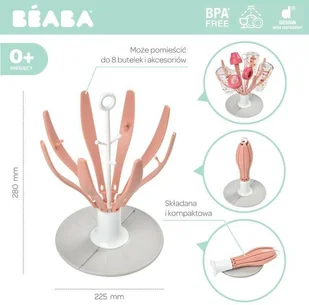 Beaba Składana Suszarka do Butelek i Akcesoriów Kwiat Pink - Inne akcesoria do pielęgnacji dzieci - miniaturka - grafika 3