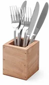 Pojemniki na sztućce - Hendi Drewniany pojemnik na sztuće 80x80x95 mm 664186 - miniaturka - grafika 1