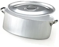 Rondle - Pentole Agnelli pentole agnelli garnek owalne z pokrywką, wykonany z aluminium, z 2 uchwytami ze stali nierdzewnej, srebrny ALMA12634 - miniaturka - grafika 1