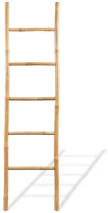 vidaXL Bambusowa drabinka na ręczniki, 5 szczebli, 150 cm - Wieszaki łazienkowe - miniaturka - grafika 2
