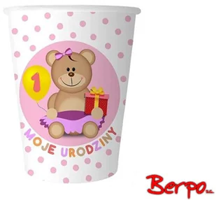 GoDan Kubeczki papierowe "Moje 1 Urodziny", różowe, 6 szt - Baby shower i roczek - miniaturka - grafika 3