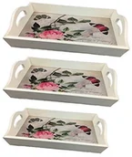 Tace i patery - GMMH drewniana taca motyle różowa 3-częściowy zestaw ln47  4 taca na kołdrę taca do serwowania taca drewniana taca do serwowania - miniaturka - grafika 1