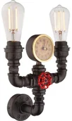 Lampy ścienne - Globo Lighting Kinkiet LAMPA ścienna BAYUDA 43000W2 industrialna OPRAWA z zegarem rury loft czarne 43000W2 - miniaturka - grafika 1