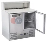 Szafy i witryny chłodnicze - Hendi Stół chłodniczy sałatkowy z nadstawą i blatem granitowym 2-drzwiowy 900x700x1070 h 236208 236208 - miniaturka - grafika 1