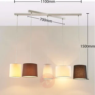 Lampenwelt com Lampa wisząca Hermina z tkaniny, 5-punktowa - Lampy sufitowe - miniaturka - grafika 3