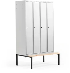 AJ Produkty Szafa ubraniowa CLASSIC, ławka, 4 moduły, 2120x1200x550mm, szara - Szafki BHP AJ Produkty Szafa ubraniowa CLASSIC, ławka, 4 moduły, 2120x1200x550mm, szara - Szafki BHP - miniaturka - grafika 1