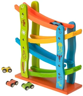 Tor drewniany edukacyjny zjeżdżalnia z samochodami - Tory, garaże, parkingi - miniaturka - grafika 6