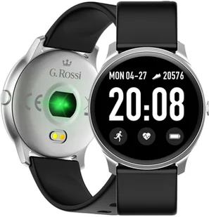 Gino Rossi SW010 Srebrna koperta Czarny pasek - Smartwatch - miniaturka - grafika 2