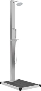 vidaXL Prysznic ogrodowy z podstawą, WPC, stal nierdzewna - Akcesoria do basenów - miniaturka - grafika 4