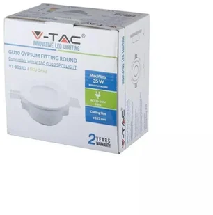 v-tac Oprawa Oczko V-TAC GIPS GU10 Wpuszczana Szkło Mrożone Okrągła fi.120 Biała VT-801 - Oprawy, klosze i abażury - miniaturka - grafika 4