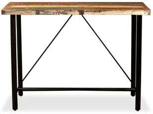 vidaXL Zestaw mebli barowych z drewna odzyskanego i skóry, 5 szt. - Stoły z krzesłami - miniaturka - grafika 4