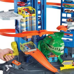 Mattel City. GJL14 Mega garaż T-Rexa + 2 samochodziki - Tory, garaże, parkingi - miniaturka - grafika 17
