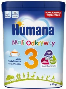 Humana 3 Mali Odkrywcy, mleko w proszku modyfikowane po 12 miesiącu, 650 g - Mleko modyfikowane Humana 3 Mali Odkrywcy, mleko w proszku modyfikowane po 12 miesiącu, 650 g - Mleko modyfikowane - miniaturka - grafika 2