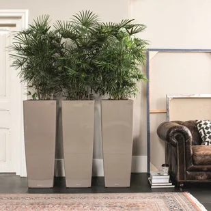 Lechuza Donica Cubico Alto 40 ALL-IN-ONE, taupe, wysoki połysk, 18234 - Donice - miniaturka - grafika 3