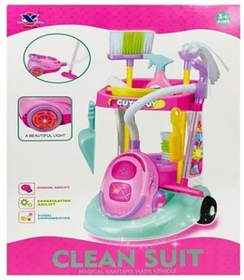 Zestaw Do Sprzątania Na Wózku Odkurzacz Różowy 4827 - Zabawki AGD - miniaturka - grafika 16