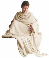 Koce - CelinaTex miękki koc XL z polaru (mikrofibry), z rękawami i z kieszenią na telefon komórkowy, wymiary 170 x 200 cm + 50 cm (kieszeń na stopy), biały kremowy 3210 - miniaturka - grafika 1