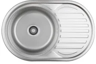 Zlewozmywaki - STEINER Zlewozmywak stalowy jednokomorowy 77 50 16 cm z ociekaczem TOM 211 kolor satyna - miniaturka - grafika 1