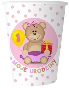 GoDan Kubeczki papierowe "Moje 1 Urodziny", różowe, 6 szt - Baby shower i roczek - miniaturka - grafika 5
