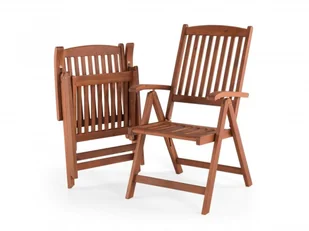 Shumee Krzesło ogrodowe ciemne drewno z poduszką jasnoczerwoną TOSCANA 150731 - Fotele i krzesła ogrodowe - miniaturka - grafika 7