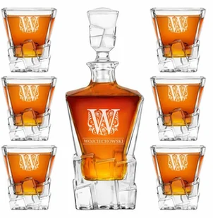 Murrano Karafka Ice Blink i 6 szklanek z grawerem dla konesera whisky KARIB_6xSZIB-036 - Karafki - miniaturka - grafika 21