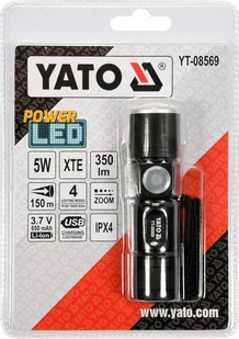 Yato LATARKA XT-E CREE 5W USB 94X27MM YT-08569 ZYSKAJ RABAT 30 ZŁ YT-08569 - Latarki - miniaturka - grafika 3