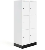 Meble do szkół i przedszkoli - AJ Produkty Szafka do szatni ROZ, 2 moduły, 6 drzwi, 1740x800x550 mm, biały, z podstawą - miniaturka - grafika 1