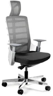 Fotele i krzesła biurowe - Unique Meble Ergonomiczne krzesło biurowe Spinelly, czarne, szare z zagłówkiem - miniaturka - grafika 1