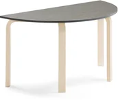 Stoły i stoliki do biura - AJ Produkty Stół ELTON, półokrągły, 1200x600x640 mm, ciemno szare linoleum, brzoza - miniaturka - grafika 1