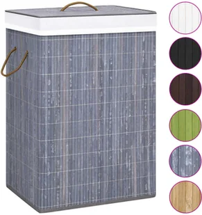 vidaXL Bambusowy kosz na pranie, szary vidaXL - Kosze na bieliznę - miniaturka - grafika 2