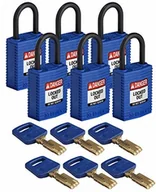 Kłódki - Brady SafeKey kompaktowa kłódka, 33 mm x 67 mm x 19 mm, niebieska, opakowanie 6 szt 754473610258 - miniaturka - grafika 1