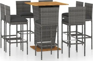 vidaXL 9-cz. zestaw barowy do ogrodu, z poduszkami, rattan PE, szary 3064863 - Meble ogrodowe - miniaturka - grafika 2