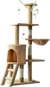 Drapaki dla kotów - PawHut DRZEWKO DLA KOTA DRAPAK DLA KOTA DRZEWKO DO WSPINANIA 4 ZABAWKI beżowe - miniaturka - grafika 1