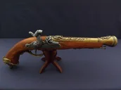 Repliki - broń - Denix SA REPLIKA WŁOSKI PISTOLET SKAŁKOWY NA STOJAKU MODEL 1104L+800 1104L+800 - miniaturka - grafika 1