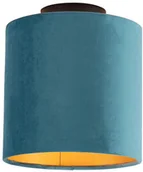 Lampy sufitowe - QAZQA Lampa sufitowa z welurowym kloszem w kolorze niebieskim ze złotem 20 cm - Combi czarny - miniaturka - grafika 1