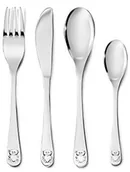 Sztućce dla dzieci - Zilverstad 6828030 sztućce dla dzieci miś z sercem, 4-częściowy, stal nierdzewna, w kolorze srebrnym, 15.5 x 21.5 x 2.5 cm 6828030 - miniaturka - grafika 1