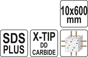 Yato WIERTŁO SDS PLUS PREMIUM 10MM/600MM Z GŁOWICĄ X-TIP DO ŻELBETU YT-41962 ZYSKAJ RABAT 30 ZŁ YT-41962 - Wiertła - miniaturka - grafika 5