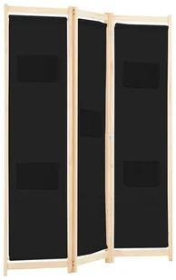 vidaXL Parawan 3-panelowy, czarny, 120x170x4 cm, tkanina vidaXL - Parawany - miniaturka - grafika 3