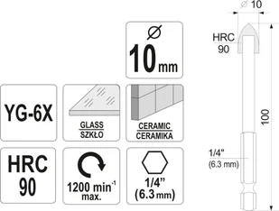 Sthor WIERTŁO DO SZKŁA I CERAMIKI 10MM HEX Sthor 21705 - Narzędzia glazurnicze - miniaturka - grafika 4